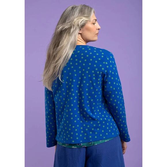 Gudrun Sjodén Dotted Organic Cotton Cardigan Sweater in Sapphire Blue Size M - Picture 3 of 7